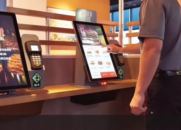 ordering food from a kiosk