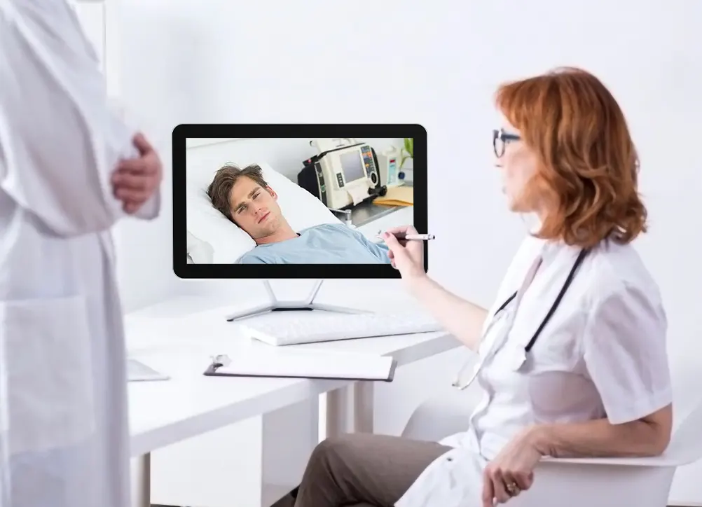 Monitores de pantalla táctil en la industria médica.