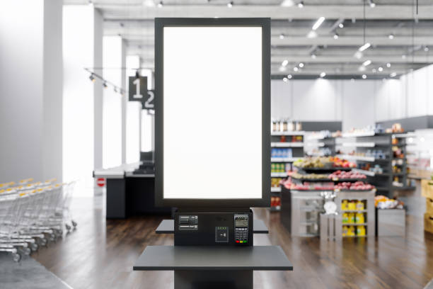 close-up-of-self-checkout-supermarket-kiosk-with-blurred-background