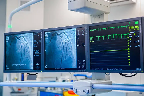 Coronary Angiography Imaging On Monitor