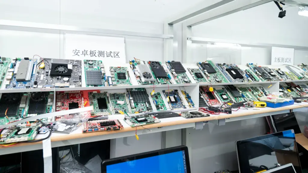 Circuit Boards And Motherboards Displayed For Testing In Laboratory