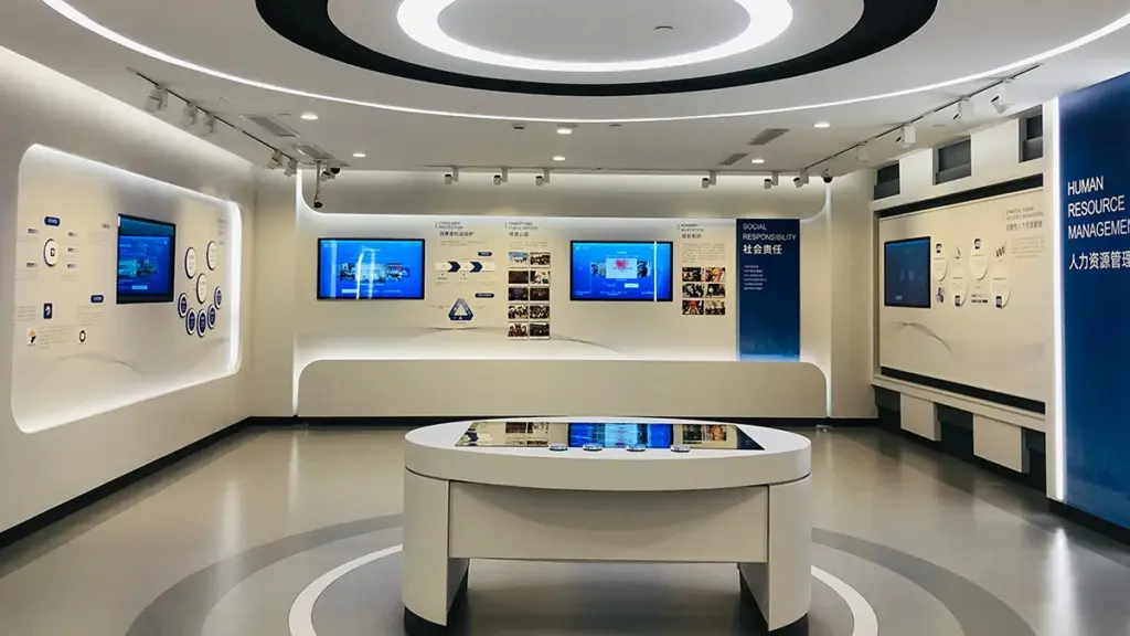 Interactive Touch Displays Inside A Modern Exhibition Showroom